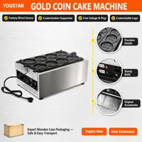 Machine à gaufres coréennes Gold Coin Cake, 8 emplacements, gaz/électrique 220V, antiadhésive, en acier inoxydable