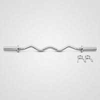 Barre de musculation incurvée AUGER Olympic EZ de 2 pouces en acier chromé avec colliers à ressort pour biceps, triceps et musculation