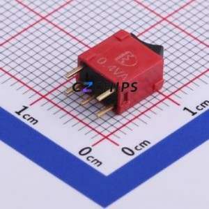 4US1R102M2RNS Rocker Switch Through hole Component (THT) Switch Concave Bend PC Pin Black Single Pole Double Throw - Product Image 1