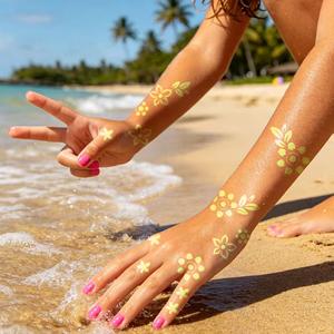 Pegatinas <span class=keywords><strong>de</strong></span> Tatuajes Temporales Láser, Pegatinas Impermeables con Diseño <span class=keywords><strong>de</strong></span> Estrella Iridiscente y Sol para Festivales <span class=keywords><strong>de</strong></span> Música y Fiestas en la Playa - Product Image 2
