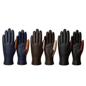 Gants en cuir LM, longueur poignet, doublure fourrée, thermiques, écologiques, compatibles écran tactile, usage quotidien hiver, style uni, design personnalisé pour votre marque - Product Image 1