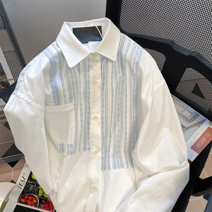 <span class=keywords><strong>Camicia</strong></span> da <span class=keywords><strong>Donna</strong></span> <span class=keywords><strong>a</strong></span> Maniche Lunghe con Motivo <span class=keywords><strong>a</strong></span> <span class=keywords><strong>Righe</strong></span> Blu <span class=keywords><strong>e</strong></span> Bianche, Stile Retrò Casual, Elegante <span class=keywords><strong>e</strong></span> di Tendenza, Nuova Collezione Primavera 2026 - Vendita all'Ingrosso - Product Image 4