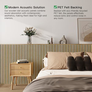 Panel de pared con efecto de madera para interiores, Panel de pared con sonido de poliéster con listones de PET para diseño gráfico a prueba de sonido, paneles de madera para pared - Product Image 2