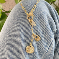 Colliers DIY personnalisés avec pendentifs en papier, 5 pièces, perles serrure, coeur, œil Hamsa fermoirs, à pince