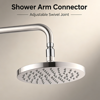 Adaptateur de raccord de douche en laiton chromé, pivotant à 360 degrés, connecteur de bras de douche réglable pour pommeau de douche pluie