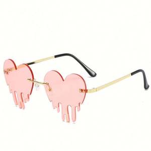 Gafas de Sol Steampunk Vintage Únicas y Modernas, Protección UV400, Montura en Forma de Corazón, Gafas de Sol sin Montura para Mujer, Forma de Lágrima, 2021 - Product Image 4