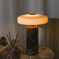 Lampe de table en marbre naturel de luxe, à intensité variable au toucher, lampe de bureau LED moderne et minimaliste pour chambre à coucher, salon, bureau, décoration de la maison