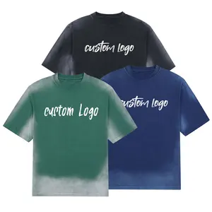 GDTEX, camiseta lavada con piedra personalizada, camiseta de gran tamaño para hombre, Camiseta de algodón 100% de alta calidad