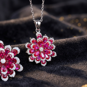 Collier pendentif fleur en argent sterling plaqué rhodium de luxe unisexe LAVINA avec zircon, longueur 16+2 pouces, cadeau d'anniversaire de mariage - Product Image 2