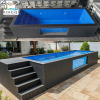 Piscine hors-sol de luxe 20ft 40ft avec fenêtre transparente en fibre de verre, grand jacuzzi de fête extérieur, conteneur de piscine