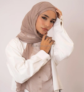 2025新品アイテム女性用軽量スカーフイスラム教徒ターバンヒジャブロングスカーフラップショールカシミールヒジャブエスニックバンダナカシミアクリンクル - Product Image 2