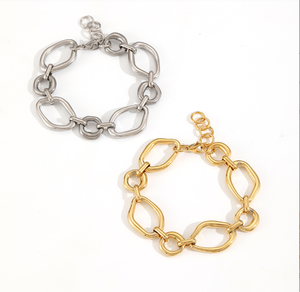 สร้อยข้อมือสแตนเลสทรงกลมแบบเรขาคณิต เรียบง่ายและใช้งานได้หลากหลาย ประกอบด้วยสร้อยข้อมือวงกลมขนาดเล็ก - Product Image 4