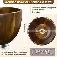 Bol en bois de noyer avec base en métal, bol à salade en bois profond en forme de U pour fruits et pâtes, décoration moderne pour la cuisine