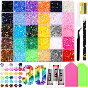 Decoración de Uñas con Piedras de Cristal Planas, 24 Compartimentos con Colores Variados, Cuentas de Cristal Multifuncionales, Set de Piedras de Cristal para DIY - Product Image 3