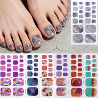 Stiker Kuku Kaki Tahan Air Warna Solid Gradasi Musim Panas dengan Glitter dan Stamping Foil Emas Teo Nail Strips Teo Nail Stickers