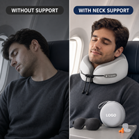 Ensemble de coussin de voyage en mousse à mémoire de forme avec logo personnalisé, support de tête pour avion, masque pour les yeux, bouchons d'oreilles, étui de transport, fournisseur en gros