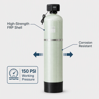 Sistema industrial de ablandamiento de agua con recipiente a presión de acero inoxidable 304 y control por medidor para caldera, HVAC y tratamiento de calefacción, 20 toneladas