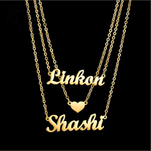 Komi-collar con diseño de nombre <span class=keywords><strong>personalizado</strong></span> para mujer, gargantilla de cadena de 3 capas, chapado en oro y acero inoxidable, <span class=keywords><strong>regalo</strong></span> para pareja y <span class=keywords><strong>amiga</strong></span> - Product Image 1