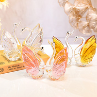 Élégante Décoration en Verre Cristal K9 en Forme de Cygne Long, Écologique et de Haute Qualité, pour Mariage, Cadeau, Fête d'Anniversaire, Maison
