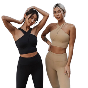 High Waisted Workout Design 2-teiliges Yoga-Set Cross Strap Sport-BH Nahtloses Legging-Set für Frauen Activia Sportswear Pant Se - Product Image 1