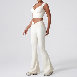New V-neck <strong>Sports</strong> Underwear European and <strong>American</strong> Sexy Push-up <strong>Bra</strong> Waist Lift Hip Peach Pants Running Yoga Fitness Suit - Product Image 4