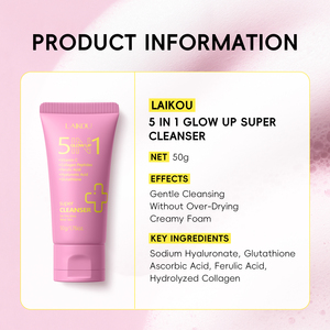 LAIKOU 50 กรัม 5 in 1 GLOW up SUPER CLEANSER ครีมล้างหน้า ไวท์เทนนิ่ง ทำความสะอาดล้ำลึก ขจัดสิวเสี้ยน - Product Image 3