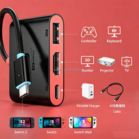 Adaptateur TV portable mini de poche 3-en-1 avec fonction OTG, extension 4K 60Hz, station de charge PD100W, hubs USB pour Nintendo Switch 2