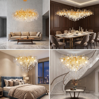 Lustre linéaire long en or avec cristaux, suspension de luxe en forme de goutte d'eau, réglable pour table à manger et îlot de cuisine