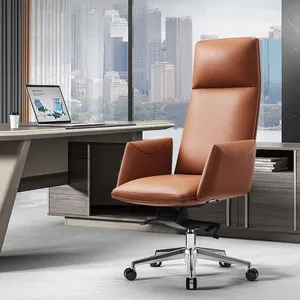 Vente en gros d'intérieur Moderne dossier haut chaise de bureau ergonomique pivotante en PU OEM chaise de bureau de direction de luxe en cuir