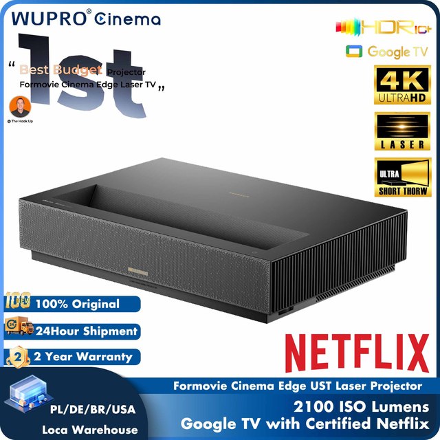 2024 New Design Formovie Fengmi Cinema Edge Google TV UST Projector 4K UHD 2100 ISO Lumens Laser DLP Ultra Short Throw Projector