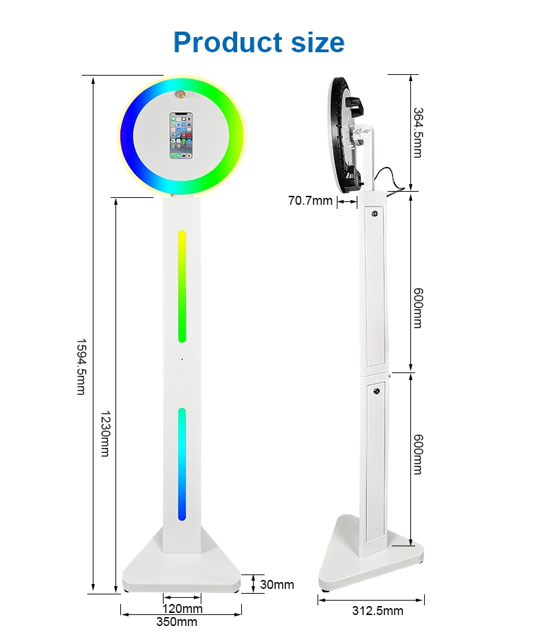 Hot Sale Selfie Booth Wedding Party Supplies Photo Booth Shell Ring Light Photo Booth Machine For iPhone