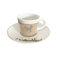 Tasse et soucoupe en céramique 3D effet miroir avec anse dorée, style moderne et luxueux, idéales pour les cadeaux d'affaires