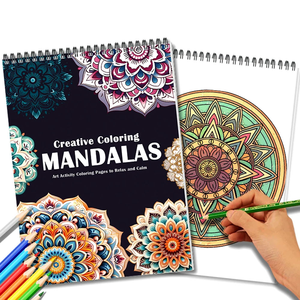 Nuevo <span class=keywords><strong>Libro</strong></span> de Colorear de Mandalas Personalizado con Encuadernación en Espiral, Planificador de Arte para Aliviar el Estrés en Adultos, para Meditación y Ocio Diario - Product Image 1