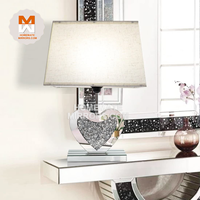 Décoration de diamant sublimé en forme de coeur chambre à coucher miroir lampe de table produits ménagers lampe de table