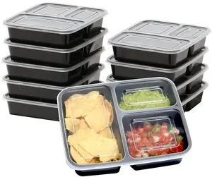 Microwave Plastik Aman Ramah Lingkungan Aman 3 Kompartemen Kotak Makan Siang Bento Wadah Penyimpanan Makanan