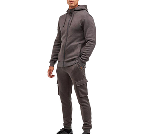 Customized Plus Size Mens Spring Jogger <b>Zip</b>-<b>Up</b> <b>Hoodie</b> + Sweatpants 100% Cotton Drawstring Rhinestone Quick Dry Breathable - Product Image 1