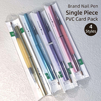 Pinceaux à double tête durables pour nail art, 4 pièces, couleur macaron, poils en nylon, pour gel, construction, détails fins, peinture, outils de manucure