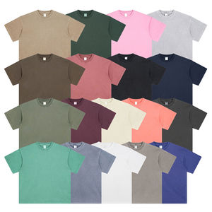 Nouveau style T-shirt vintage oversize en coton tricoté lourd 300 g/m² pour homme, qualité supérieure, effet délavé, style hip-hop - Product Image 2