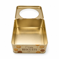 Boîte à biscuits personnalisée en fer blanc de qualité alimentaire avec couvercle fenêtré, conteneur métallique pour biscuits, emballage de boulangerie, vente en gros, boîte cadeau