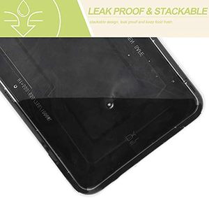 Boîtes de préparation de repas en plastique noires, micro-ondables, résistantes à la congélation, 1 compartiment, sans BPA, boîtes à lunch bento, 38 oz, boîtes de conservation de la fraîcheur - Product Image 4