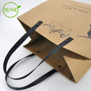 Eco Recyclable Custom Printed Kraft <b>Bag</b> with Handles Gift <b>Bags</b> Fast Food Takeaway Restaurant Carry Promotions Shopping <b>Bags</b> - Product Image 5