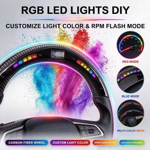Volant de direction en fibre de carbone forgé sur mesure avec éclairage LED pour <span class=keywords><strong>Mercedes</strong></span> <span class=keywords><strong>AMG</strong></span> C63 E63 G63 GLE GLC, modification de voiture - Product Image 2