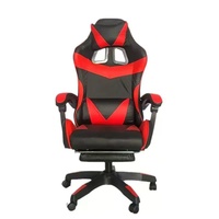 Chaise de bureau gaming confortable et minimaliste en cuir PU, avec vérin à gaz 3 positions, base en acier inoxydable, accoudoirs et repose-pieds réglables