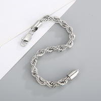 Bracelet torsadé haut de gamme en acier inoxydable avec fermoir rectangulaire, minimaliste, unisexe, pour le quotidien, vente en gros