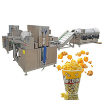 Ligne de production de pop-corn au caramel entièrement automatique 60 kg/h, machine à faire du pop-corn commerciale avec système de revêtement aromatisé