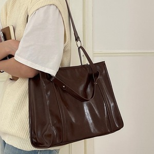 Sac fourre-tout marron uni, moyen, fermeture éclair souple, usage quotidien, sac à main pour femme - Product Image 1