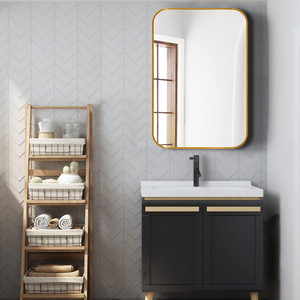 Gold Metal Framed Rectangular <b>Mirror</b> 24x36 Inch <b>For</b> <b>Wall</b> Bathroom Decor - Product Image 2