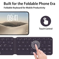 Clavier sans fil pliable avec pavé tactile, ultra-plat, portable et rechargeable pour iOS, Android, PC et tablette