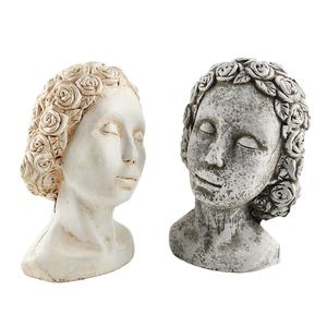 Oggetti decorativi su misura della scultura della statua del busto della testa della donna del cemento naturale - Product Image 2