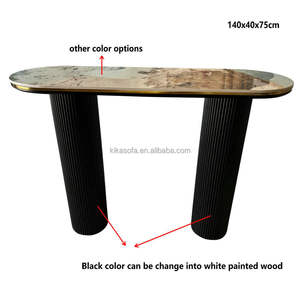 Mesa Consola Negra Convertible de Estilo Nórdico Moderno, Estructura de Acero Inoxidable Dorado, Muebles de Comedor, Uso en Apartamentos y Casas de Campo, <span class=keywords><strong>KIKA</strong></span> - Product Image 3